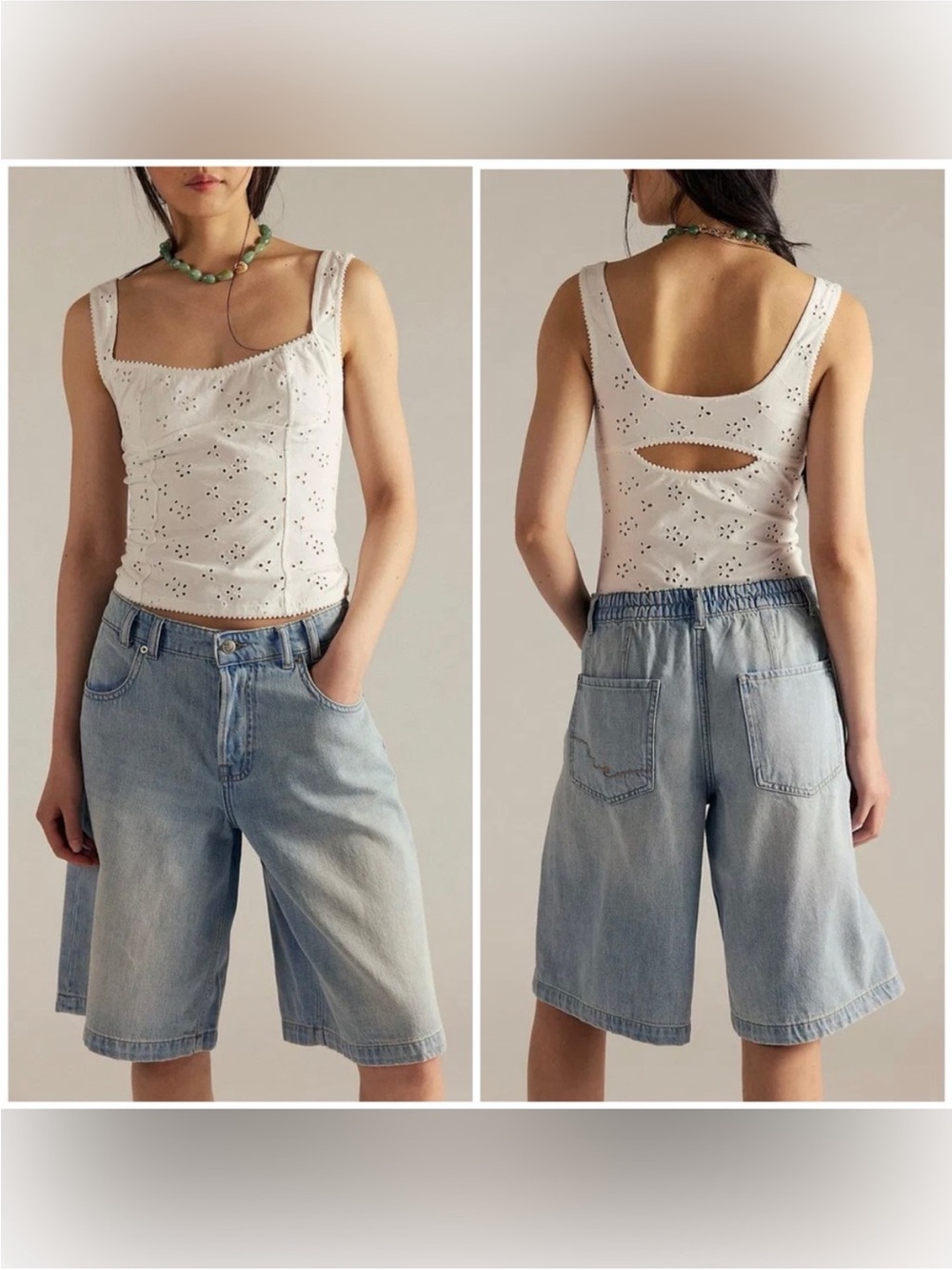 NWT Free People We the Free CRVY Back To Basics Shorts - square one blue - XL